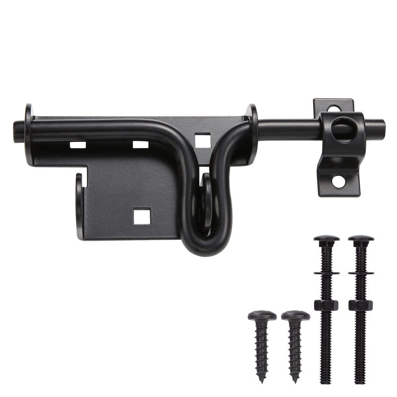 SANKINS Slide Bolt Gate Latch,Sliding Bolt Door Lock with Padlock Hole, Heavy Duty Hardware Gate Latch for Wooden Fence,shed Door,Yard Door,Barn Door,Outdoor Latch| Solid Thickened Steel,Black - Image 1